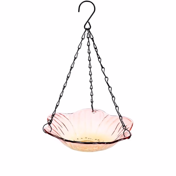 Hanging Glass Birdbath - Flower Shape - Image 2
