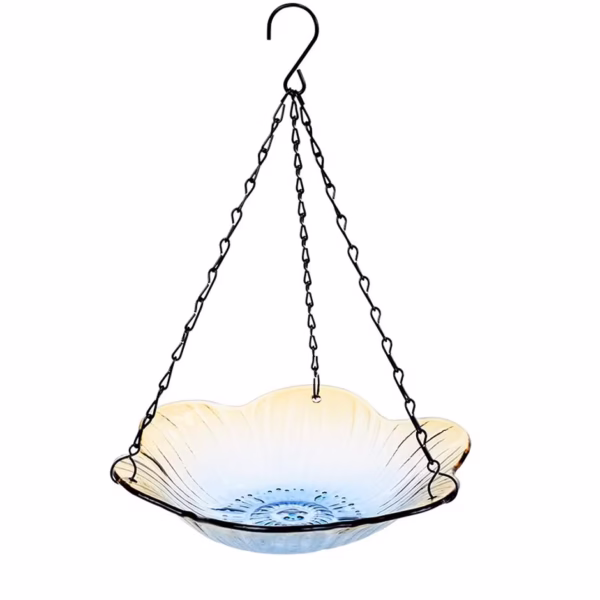 Hanging Glass Birdbath - Flower Shape - Image 6