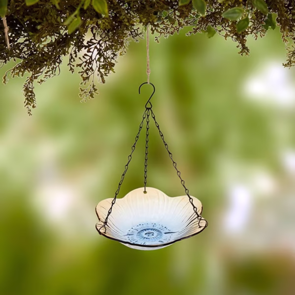 Hanging Glass Birdbath - Flower Shape - Image 5