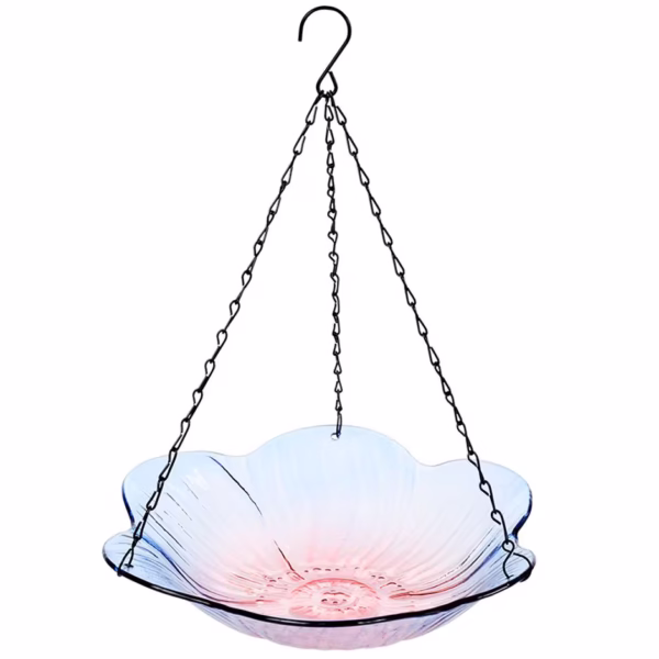 Hanging Glass Birdbath - Flower Shape - Image 4
